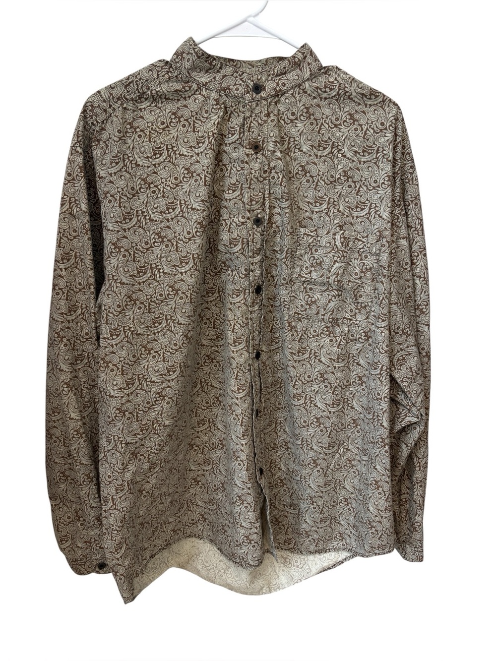 Scully Paisley Banded Collar Button Down Shirt Men’s Large Brown Western Cowboy